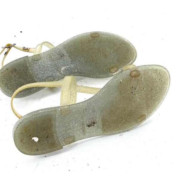 Stuart Weitzman Sparkle Jelly Sandals 8 White Clear Silver Wedding Travel Resort - Picture 2 of 6